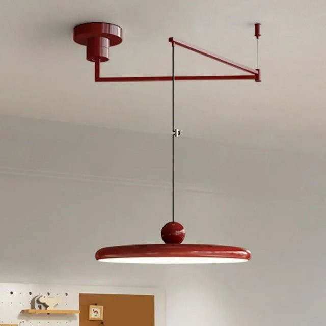HomeLover Nordic LED Anhängerleuchte aus Metall im skandinavischen Stil, drehbar und verstellbar, warmweiß, erhältlich in Weiß oder Rot - Bild 1