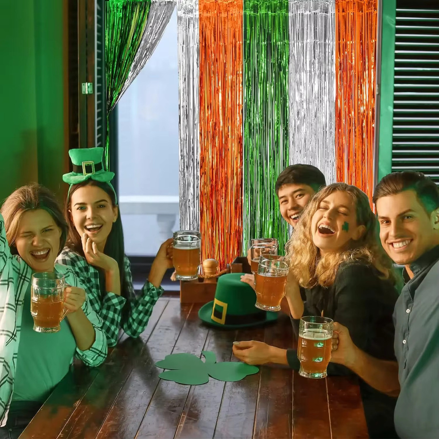 3er Pack St. Patrick's Day Folien-Fransenvorhänge von youyouhuan in Grün, Weiß und Orange für deine Party-Dekoration - Bild 3