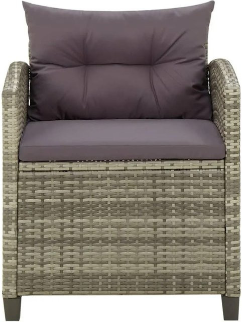 Furnicato Gartenstuhl aus Poly Rattan in Grau mit Kissen und Armlehnen - Bild 1