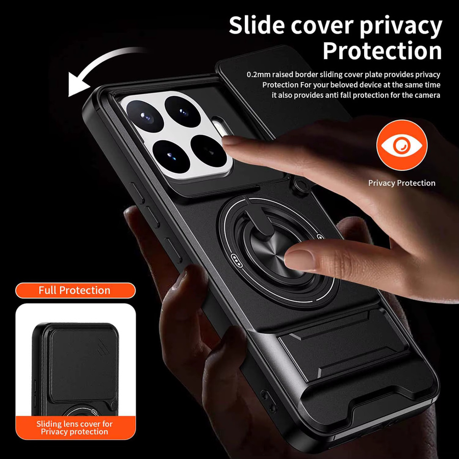 Sturzsichere Xiaomi Handyhülle mit Hartglas-Kameraschutz und magnetischem Ringhalter für Xiaomi 15T, 17T Pro, 17T und 14T 5G in Schwarz oder Blau - Bild 3
