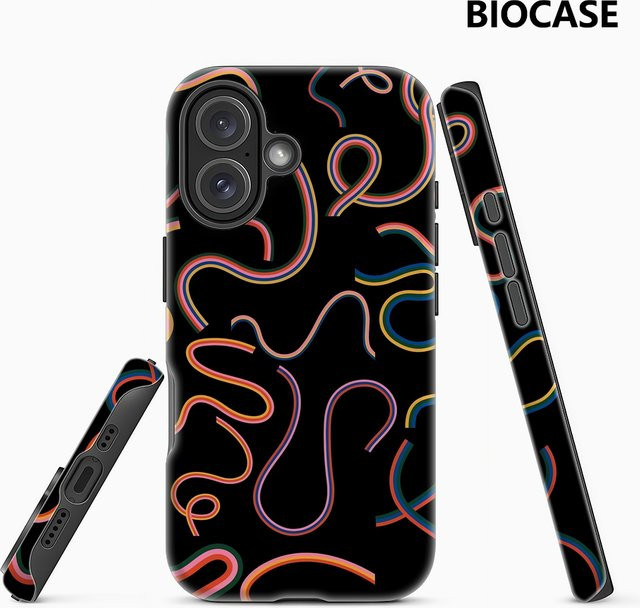 Potdemiel Neon-Swirl Handyhülle für iPhone 17 16 15 14 13 Pro Max Plus, robuste ein- und doppelschichtige Magnet-Schutzhülle in Multicolour - Bild 1