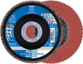 PFERD TOOLS POLIFAN Fächerscheibe PFF A-COOL 40 Leistungslinie für Edelstahl und Aluminium, Durchmesser: 115 mm, Bohrung: 22,23 mm - Bild 1