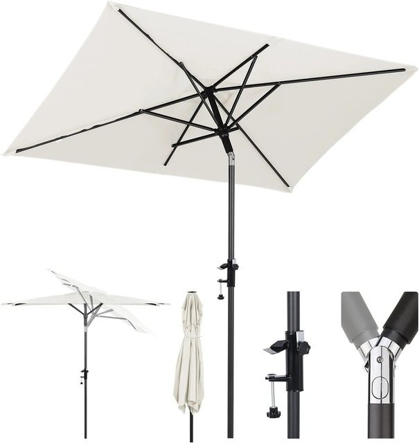 Sekey Balkonschirm Creme, rechteckiger Sonnenschirm mit UV50+ Schutz, B/T: 200 x 125 cm - Bild 1