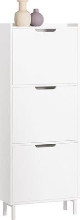 SoBuy Schuhkipper FSR151-H-W Schuhschrank mit 3 Klappen in Weiß