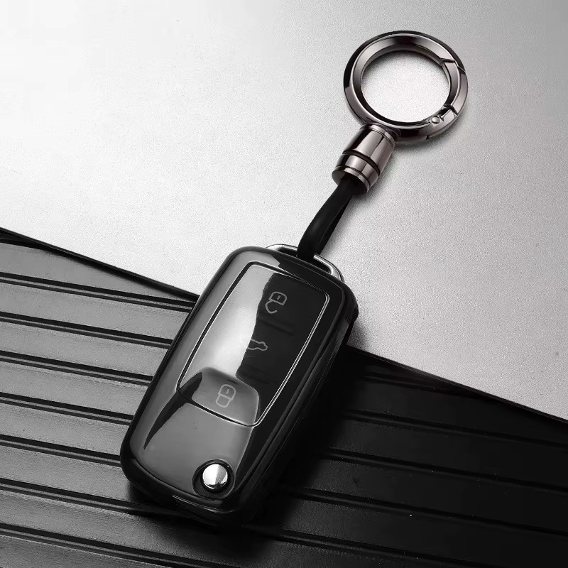 ICAR Schlüsseletui Flip Cover aus transparentem schwarzem TPU für VW Golf 4 5 Passat B5 B6 Polo Touran Jetta Seat Skoda als Schlüsselanhänger Zubehör - Bild 3