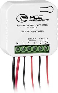 PCE Instruments PCE-SPC 20 Wechselstrom Messgerät für AC 0 bis 20A mit 0,001A Auflösung, 2-Kanal-Messung mit Stromwandler und App-Steuerung in Weiß - Bild 1