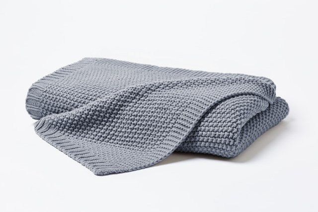 Vario Strickdecke Prinz in Grau, weiche Kuscheldecke aus Polyacryl, B/B/H: 170 x 130 x 1 cm - Bild 1
