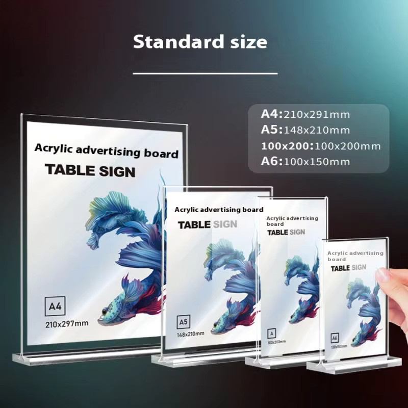 Transparenter Acryl-Schilderhalter aus Kunststoff für A4, A5 oder A6 als Schreibtisch-Display-Ständer für Preisschilder und Menükarten - Bild 4