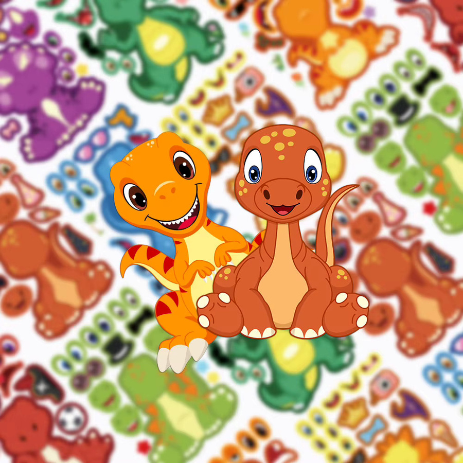 8er Set kreative Dinosaurier Cartoon Aufkleber, wasserfeste dekorative Sticker für Trinkbecher und Scrapbooking, mehrfarbig - Bild 2