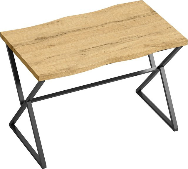 HOMCOM Esstisch für 2 Personen im modernen Stil mit Metallfüßen und dicker Tischplatte, Farbe Schwarz und Eiche, B/T/H: 110 x 67 x 75,5 cm - Bild 1