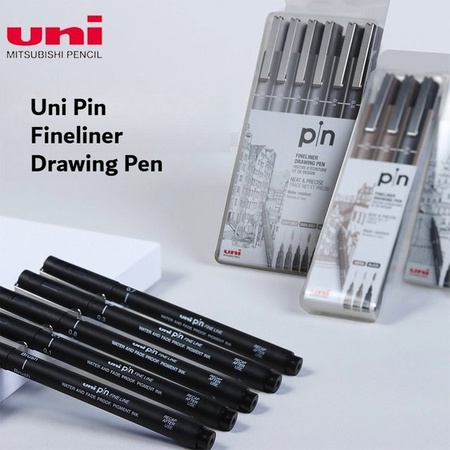 Uni Pin Fineliner Skizzierset mit schwarzer und brauner Tinte, 6er-Set, Strichstärken von 0,03 bis 0,8 mm