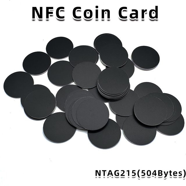 Guang Hongrun NFC RFID Tags Black Coin, 13,56 MHz, NFC 215, Durchmesser: 25 mm, 504 Bytes, kompatibel mit TagMo - Bild 1