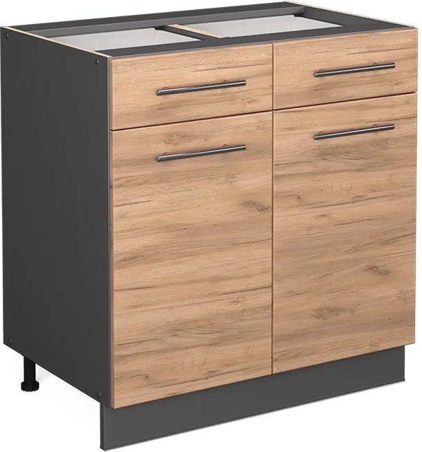 Vicco Küchenunterschrank Fame-Line in Anthrazit und Eiche mit Schublade und Drehtür, Breite: 80 cm - Bild 2