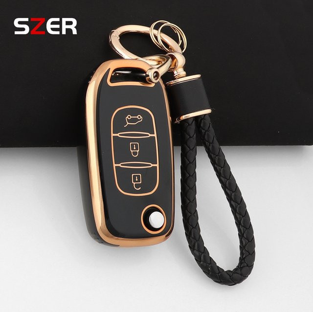 TPU Schlüsselhülle mit Schlüsselanhänger für Renault Kadjar Captur Megane Sandero Stepway Logan Clio 5 Arkana Kwid von SZER - Bild 1