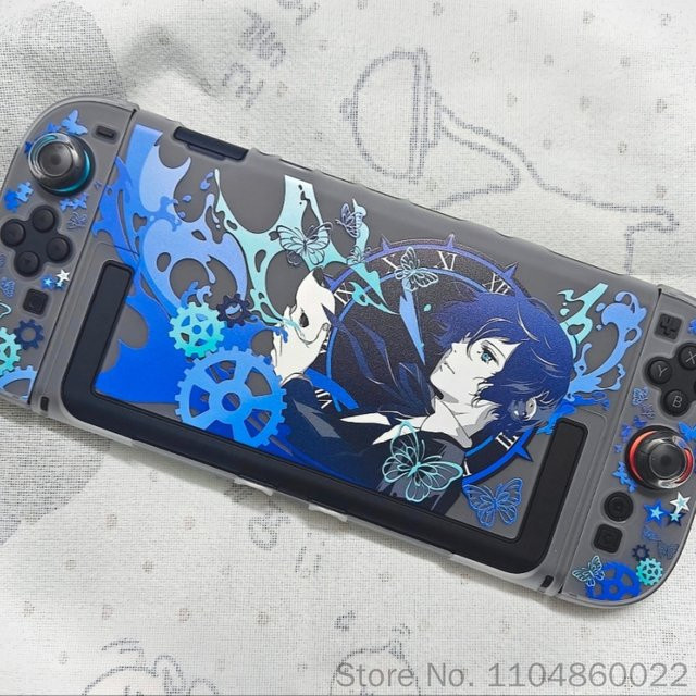 Bandai Schutzhülle Makoto Yuki Persona 3 Design für Nintendo Switch 2 OLED Lite, halbtransparent, Blau - Bild 1