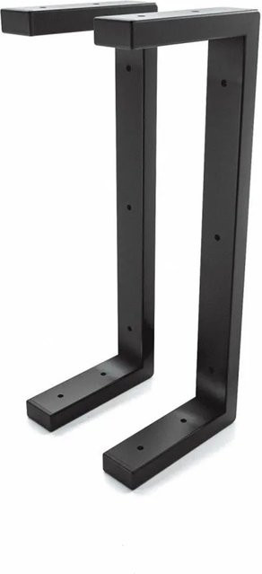 HEVVA Waschtischhalterung LAHN 2er Set Schwarz matt aus Metall, Tiefe: 15 cm - Bild 1