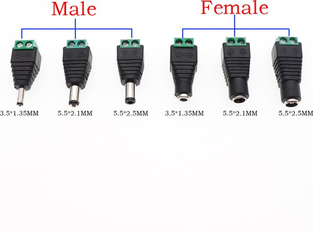 TingDong DC-Stromanschluss Set mit Stecker und Buchse in Schwarz, 2,5 mm x 5,5 mm und 2,1 mm x 5,5 mm für Audio-Video-Anwendungen - Bild 1