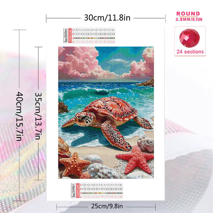 EverShine Diamant Mosaik Set Meeresschildkröte und Seestern in Multicolour als Wandkunst B: 30,0 cm, H: 20,0 cm - Bild 2