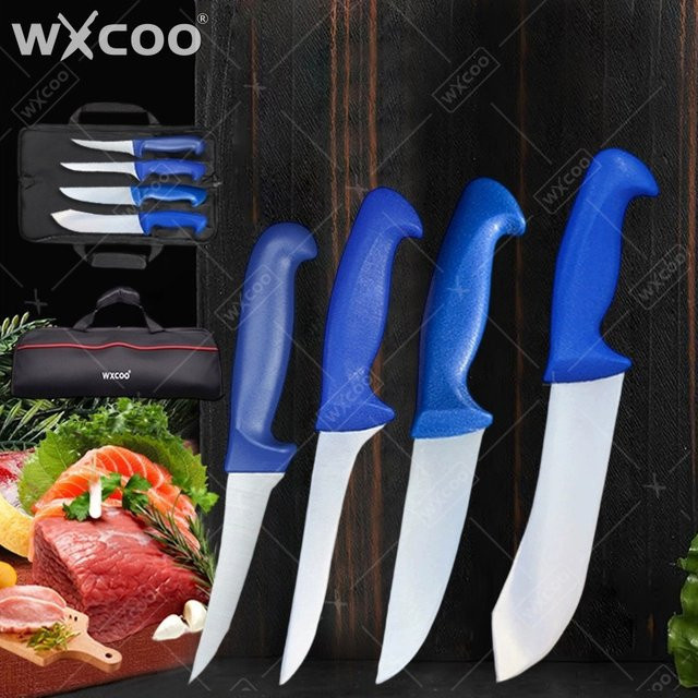 WXCOO 1-5-teiliges Metzger-Ausbeinmesser-Set in Blau mit Fischfilet-Schneidemesser aus Edelstahl und Aufbewahrungstasche - Bild 1