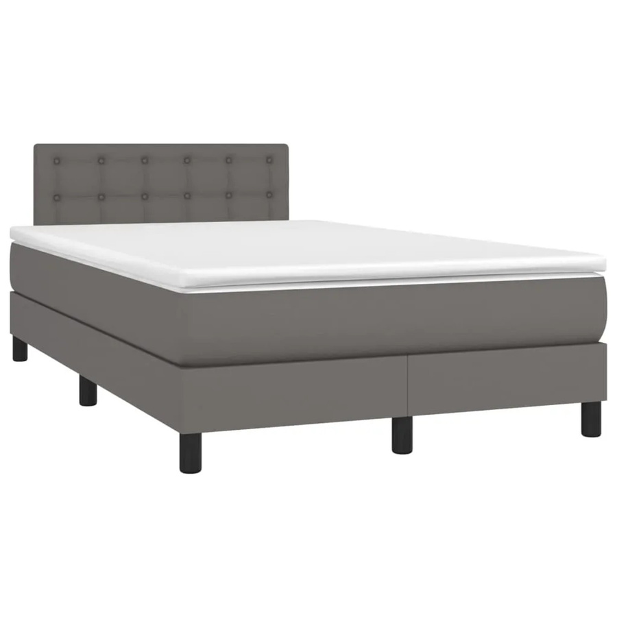 vidaXL Boxspringbett mit Matratze in Grau, Hybridbett mit LED-Unterbettbeleuchtung und USB-Anschluss, B/T: 120 x 200 cm - Bild 2