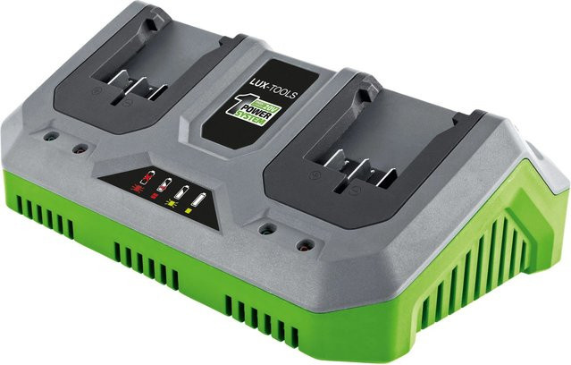 LUX-TOOLS 20 V Doppel-Schnellladegerät 1 PowerSystem in Grau - Bild 1
