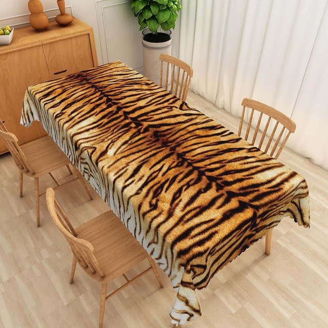 JINGYUE Pet Rechteckige Tischdecke mit Tigerprint in Schwarz und Multicolour, B/T: 90 x 140 cm - Bild 1