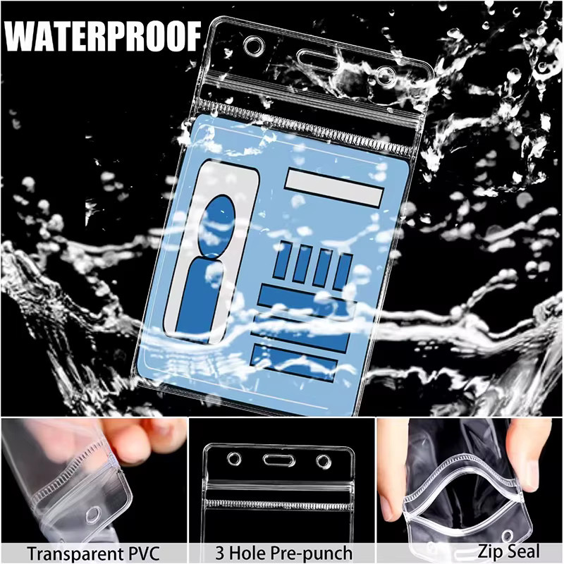 Transparente Ausweishalter mit Metallclip und Seil im vertikalen Stil, wasserdicht und hochwertig - Bild 4