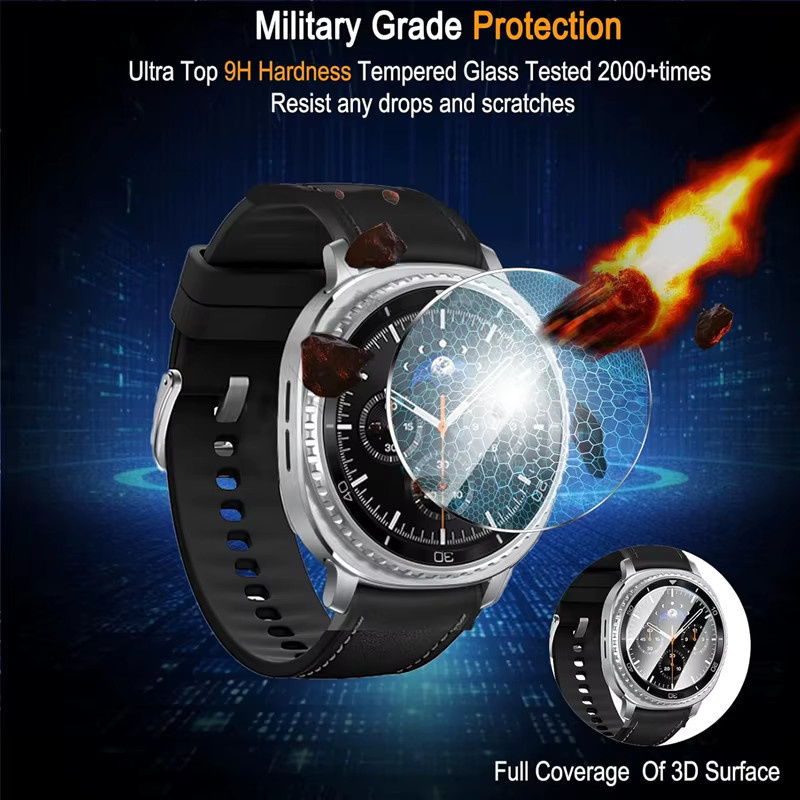 HUBANDE Glasschutzfolie für Samsung Galaxy Watch Ultra, 7, 6, 5, 4 Serie, transparent - Bild 2