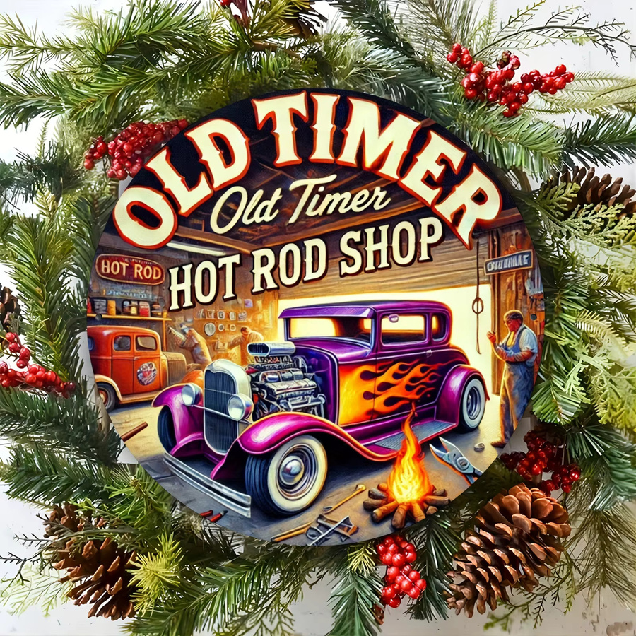 Potdemiel Vintage Hot Rod Shop Metallschild aus Aluminium, B/B/B: 20,3 x 20,3 x 20,3 cm, Mehrfarbig - Bild 4