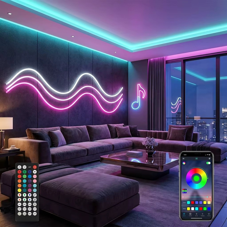 SETONR RGB LED Neon-Seilbeleuchtung Multicolor mit App- und Fernbedienung Steuerung, Flexibles Neon-Flex Licht für moderne Party-Effekte - Bild 2