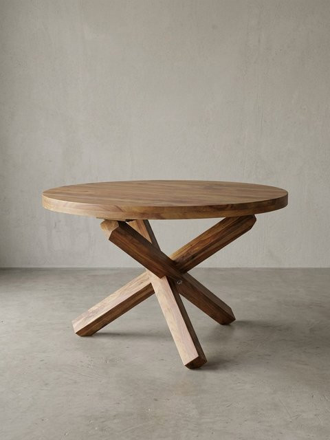 Runder Esstisch aus Massivholz Sheesham im Landhausstil von KADIMA DESIGN, Braun, Durchmesser: 120 cm, Höhe: 75 cm - Bild 1