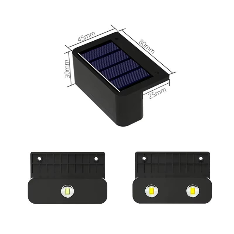 TLEDMP 4er Set Solar-Stufenleuchten für den Außenbereich, wasserdichte IP65 Dekorbeleuchtung für Terrasse und Zaun, Schwarz/Weiß - Bild 7