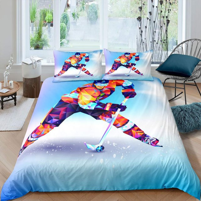 Lodestar Eishockey Bettwäsche Set mit Bettbezug und Kissenbezug, Blau, B/H: 135 x 200 cm - Bild 1