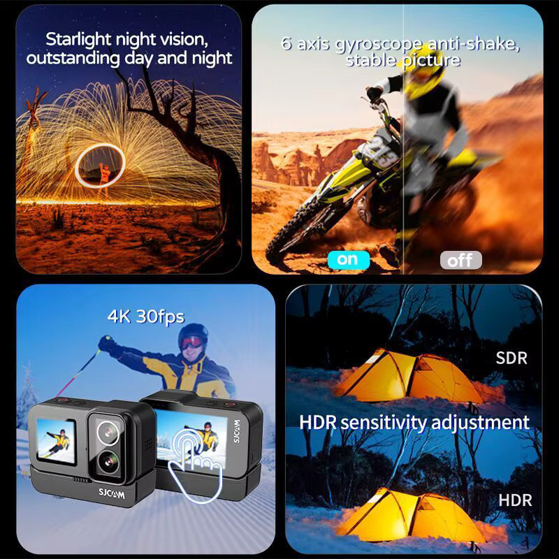 SJCAM SJ20 4K Outdoor-Sportkamera mit Anti-Shake, 5G WiFi und Bildschirm in Schwarz - Bild 2