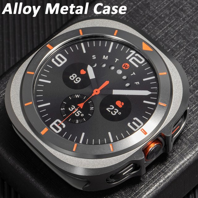 CAOWTAN Schutzhülle für Samsung Galaxy Watch Ultra 47 mm, Edelstahl, Weiß - Bild 1