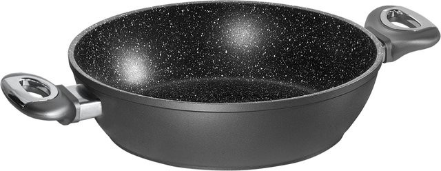 STONELINE Gourmundo Servierpfanne Schwarz, Durchmesser: 24 cm, Induktionspfanne mit kratzfester Antihaftbeschichtung und Steinpartikeln - Bild 1