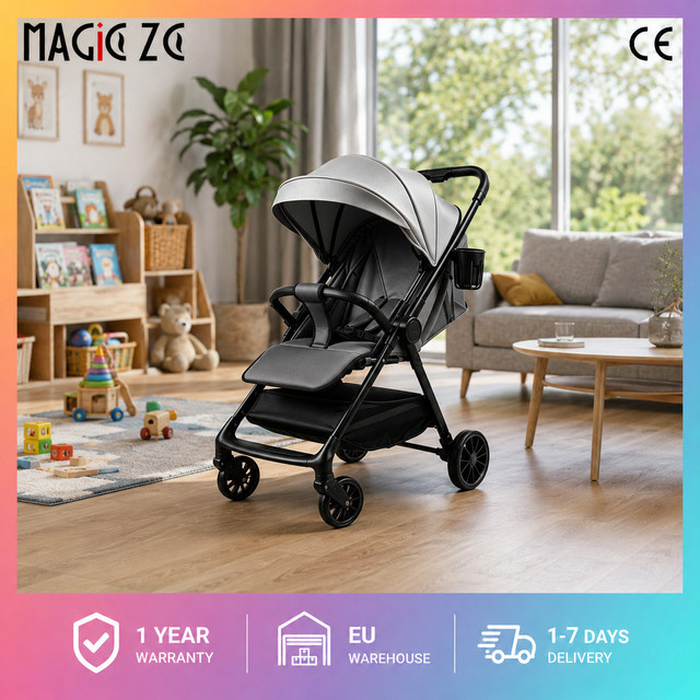Magic ZC Reisebuggy in Schwarz mit Kohlenstoffstahl-Rahmen, faltbarer Kinderwagen mit Federung und 360-Grad-Drehgelenksrädern - Bild 1
