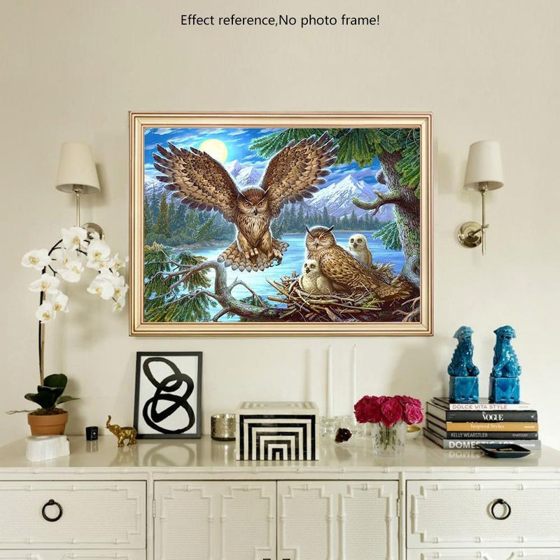 FIYO 5D Diamond Painting Rund Eule Wanddeko Mehrfarbig B: 20 cm, H: 30 cm - Bild 2