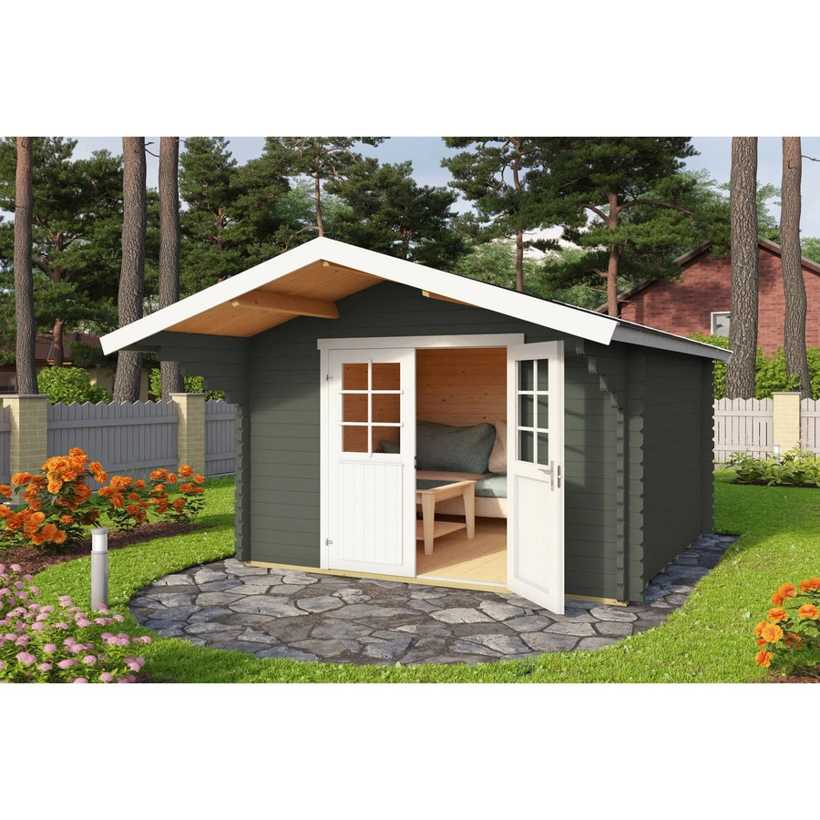 Lasita Gartenhaus Viljandi in Grüngrau mit Außenmaßen B: 339,7 cm, H: 245,1 cm, T: 445 cm - Bild 3