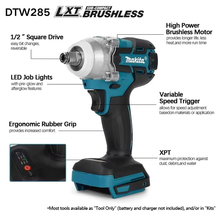 Makita DTW285 18V Akku-Schlagschrauber mit bürstenlosem Motor und 280 Nm Drehmoment, 1/2-Zoll-Stecknuss, kompatibel mit Makita 18V LXT Akkus - Bild 3