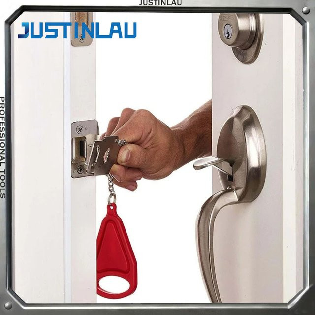 JUSTINLAU Tragbares Türschloss aus Metall in Rot für Hotel und Zuhause als Diebstahlschutz - Bild 1