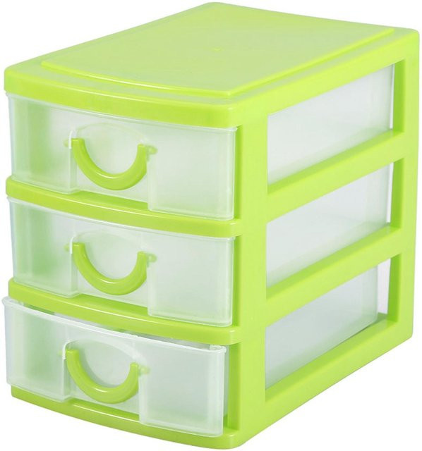 Wosawe Organizer Box für Schmuck und Make-up aus Kunststoff, 3 Schichten, Grün und Beige - Bild 1