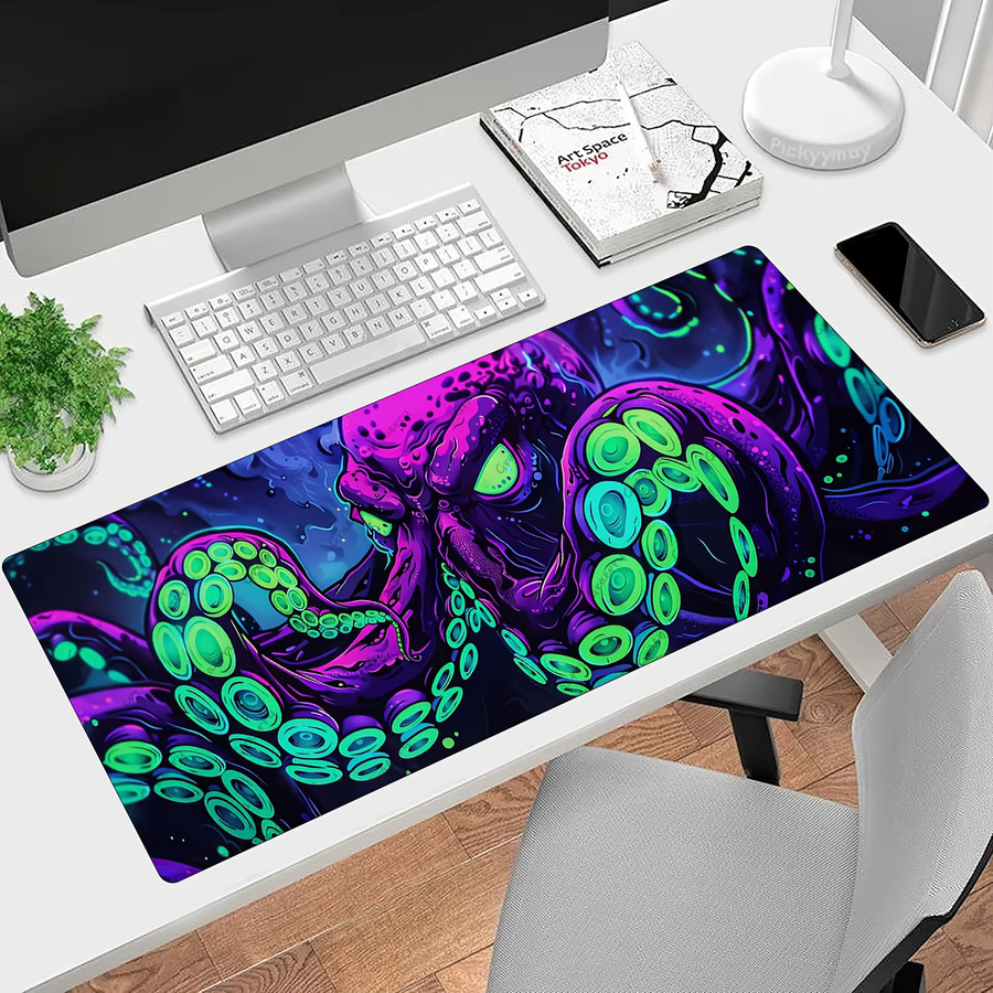Mairuige Extragroßes Gaming-Mauspad mit hochauflösendem Octopus Cthulhu-Monster Design in Multicolour und genähten Kanten - Bild 2