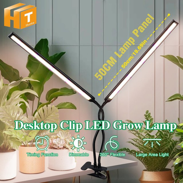 Hunta Vollspektrum-LED-Pflanzenlampe für Schreibtisch mit 3000K, IR 730nm und UV 395nm, Schwarz - Bild 1