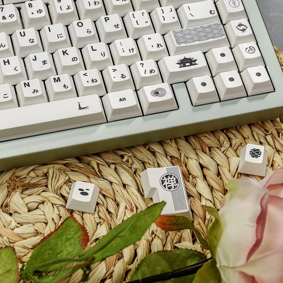 Venit Keys Tempel Tastenkappen in Weiß, 144 Stück PBT Keycaps im Cherry-Profil für mechanische MX-Tastaturen - Bild 3
