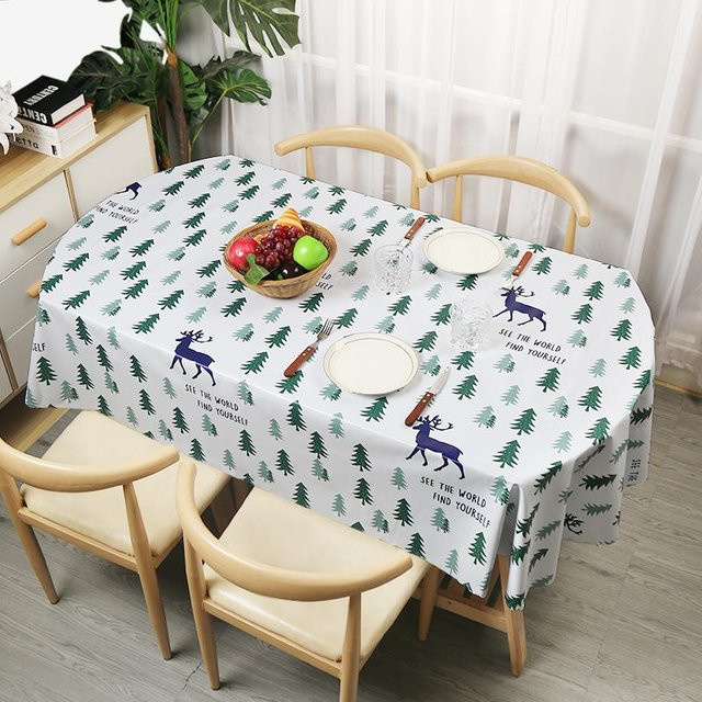 Stolze Rose Ovale Tischdecke aus PVC in Weiß, wasserabweisend und ölbeständig, B/T: 140 x 200 cm - Bild 1