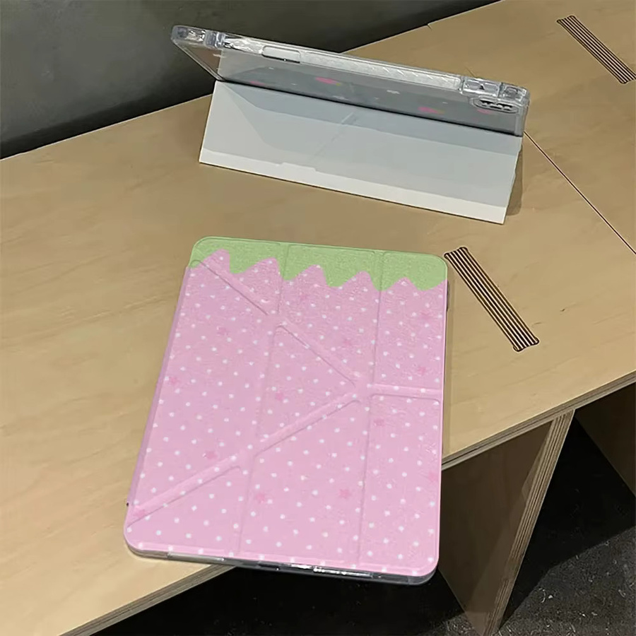 Samsung Galaxy Tab Schutzhülle Pink Polka Dots Strawberry Y2K Faltbar für Galaxy Tab S6/S7/S8/S9/S10 FE und Tab A8/A9/A11 Plus Lite - Bild 2