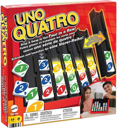 Mattel UNO Quatro, Familienspiel, ab 7 Jahren