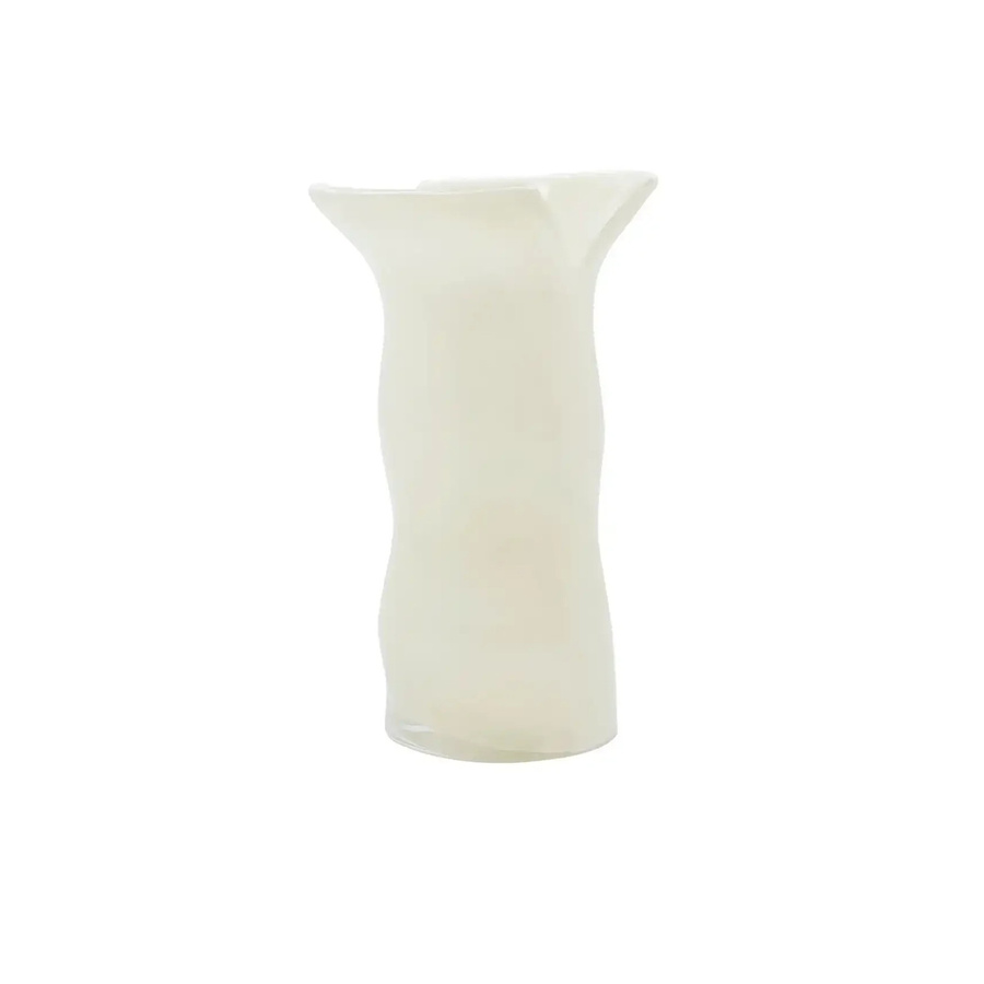 House Doctor Vase Cuff in gebrochen Weiß aus Glas mit organischer Form, Höhe: 24 cm - Bild 1