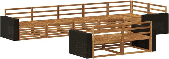 vidaXL Outdoor-Sofagarnitur aus Akazienholz in Braun, 8-teiliges L-Shape Set mit Mittelsofas, Ecksofa und Armlehnen - Bild 1